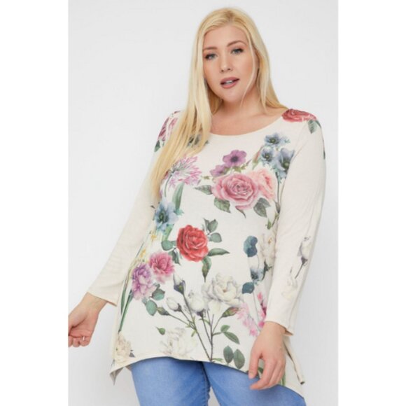 Sublimation Print Plus Size Long Sleeve Tunic Top for Women Size 1X - Picture 1 of 2